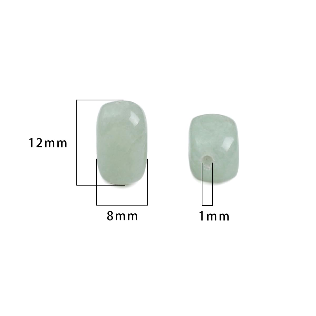 BEADIA Natural Light Green Aventurine Cuboid Stone Loose Semi Gemstone Beads for Jewelry Making 8mmx12mm 38cm/Strand