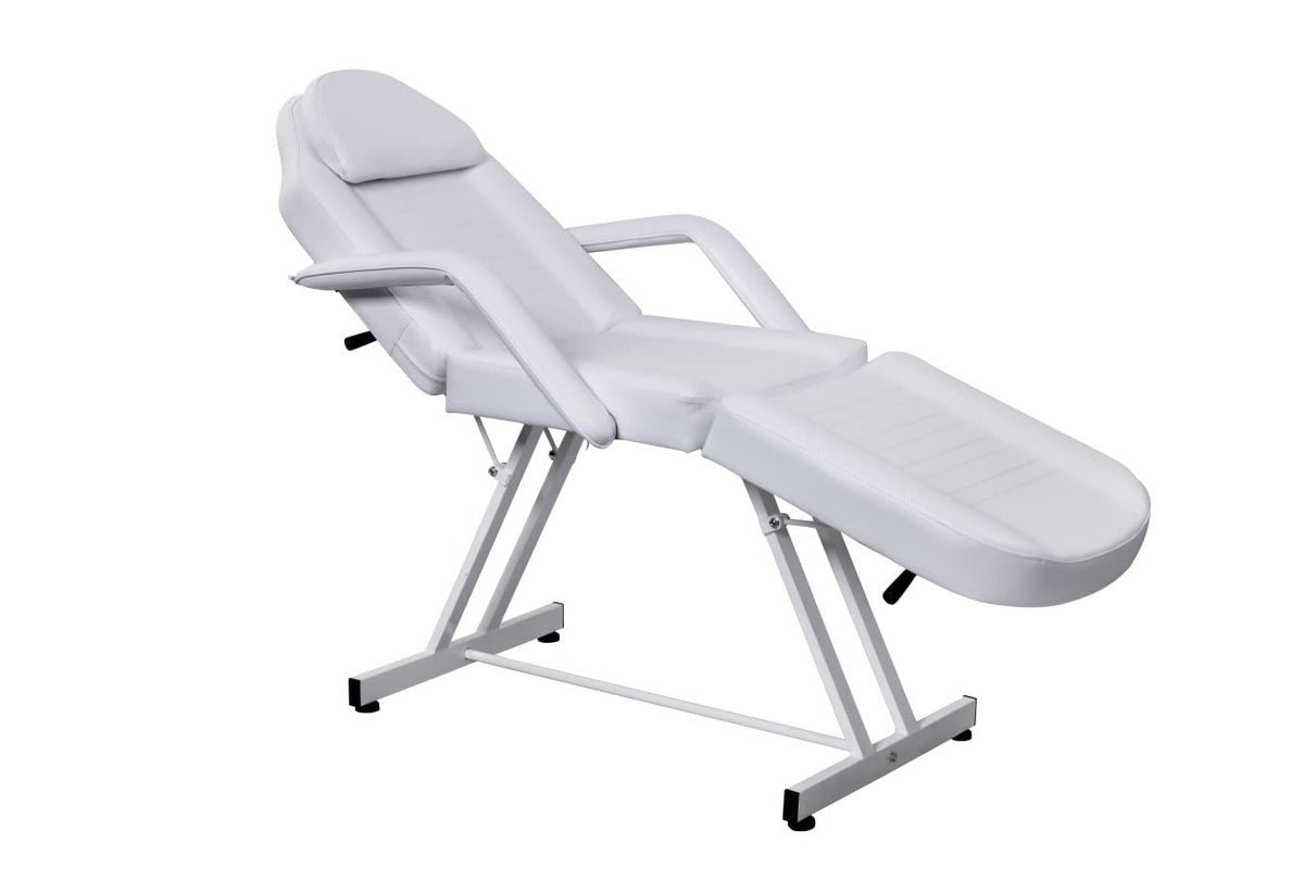 Salonsunny White Beauty Facial Tabel Bed Chair Professional Massage Adjustable Tattoo Chair Salon Bed with Hydraulic Stool