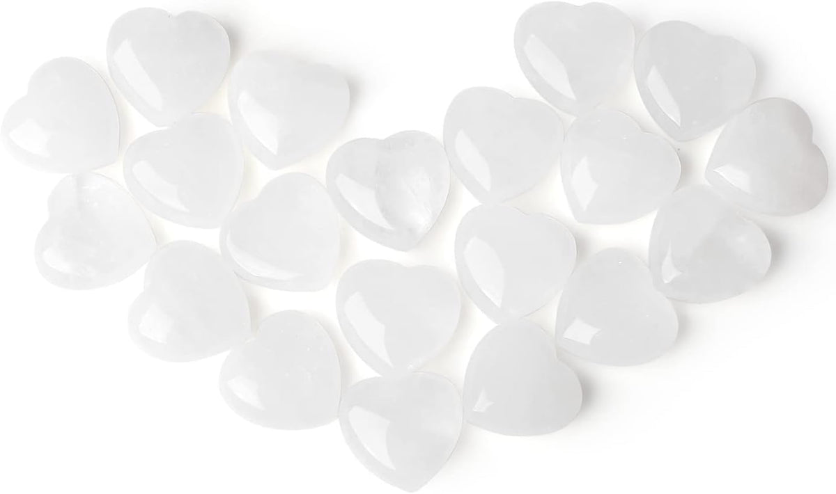 10 PCS Heart Clear Crystal Thicken Love Hearts Shaped Healing Crystals Natural Stones Palm Real Gemstones Set Reiki Energy Balancing Carved Palm Worry Stone Meditation Bulk Love Gift