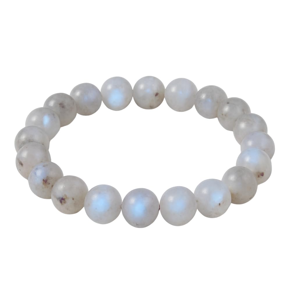 ANAYA AGATE Natural Moonstone Gemstone Bead Bracelet – Healing Crystal Bracelet for Women, Men, Teens – 8mm Round Beaded – Unisex Stretchy Gemstone Bracelet – Emotion, Relationship, Love, Christmas Gift Box
