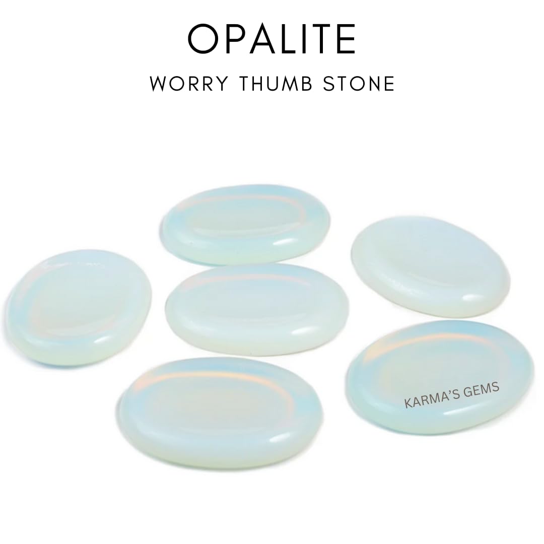 Opalite - Rubbing Natural Thumb Worry Stone - Hold in Your Hand for Relaxation or Anxiety Relief - Enhance Meditation, Aid in Healing the Mind, Body and Spirit