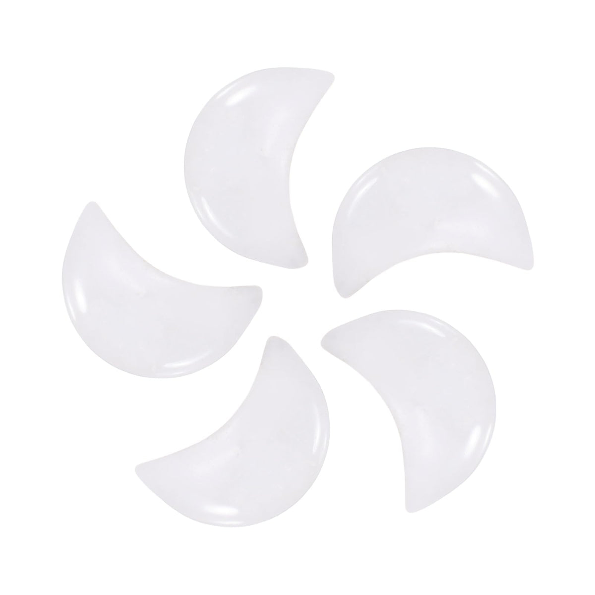 MECCANIXITY 5 Pcs Moon Crystal Worry Stone, 0.5 Inch Length Natural Clear Quartz Moon Gemstone Bulk, Carved Pocket Stones for Meditation Balancing Pendant Decor