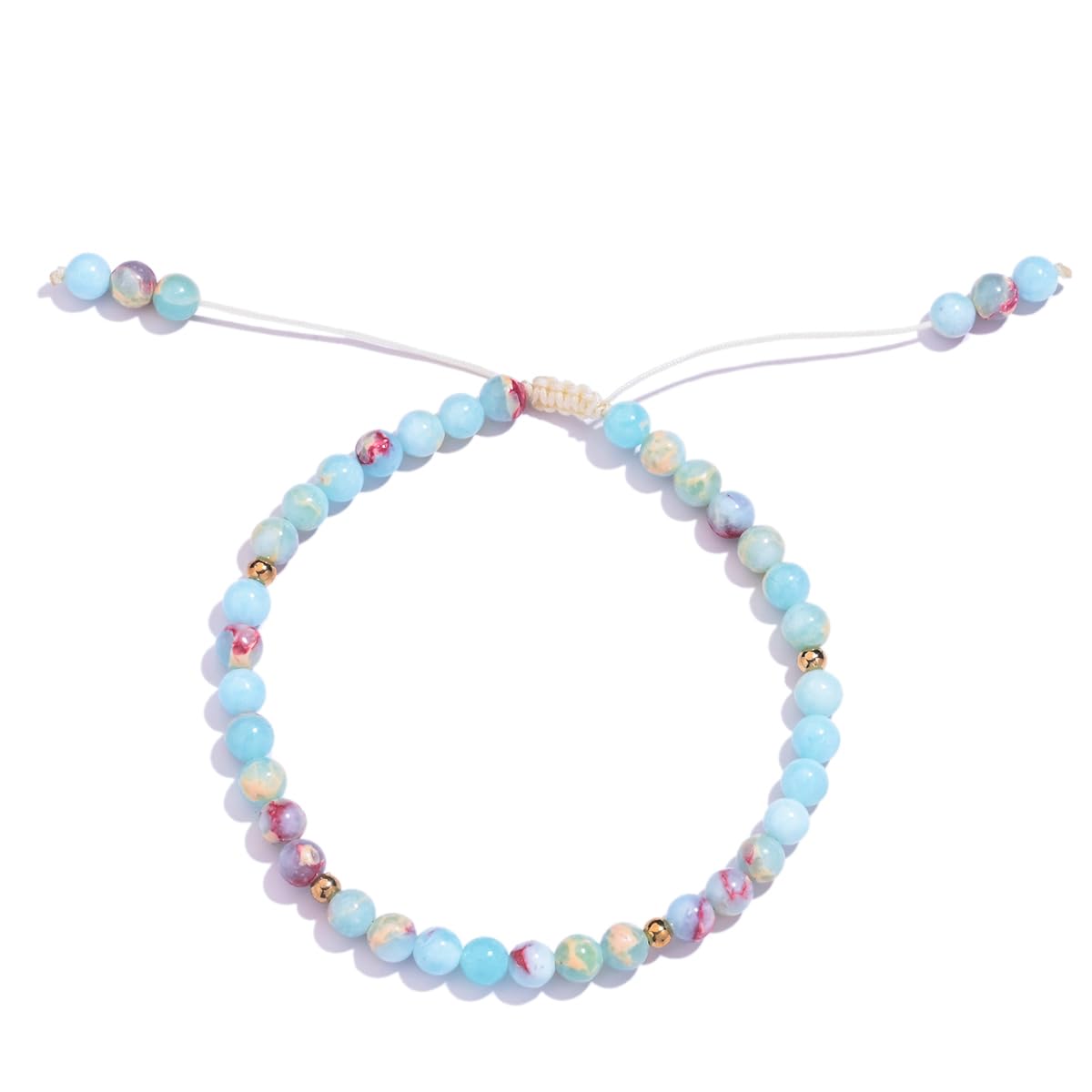 Softones 6mm Natural Stone Anklet for Women Gemstone Ankle Bracelets for Women Healing Energy Crystal Anklets Adjustable(8.5-10 Inches)