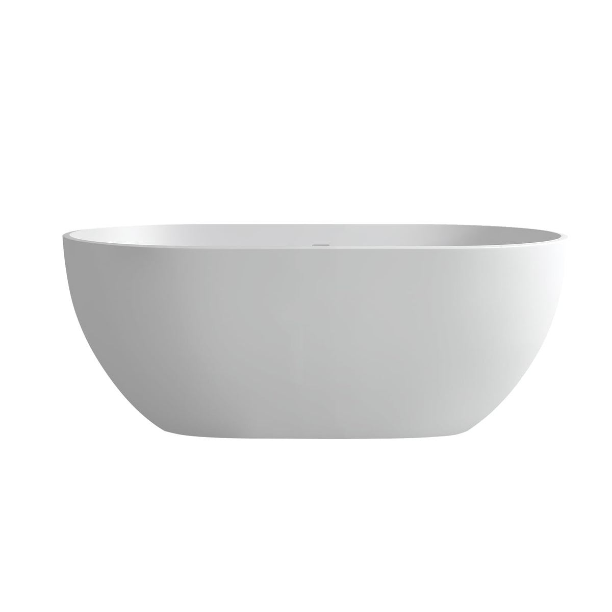 MEDUNJESS 59'' Freestanding Tubs Bathtub Bathroom Solid Surface Resin Stone Bathtubs soaker Tubs Oval Shaped Matte Luxury Modern Soaking Tub with Overflow and Pop-up Drain - White