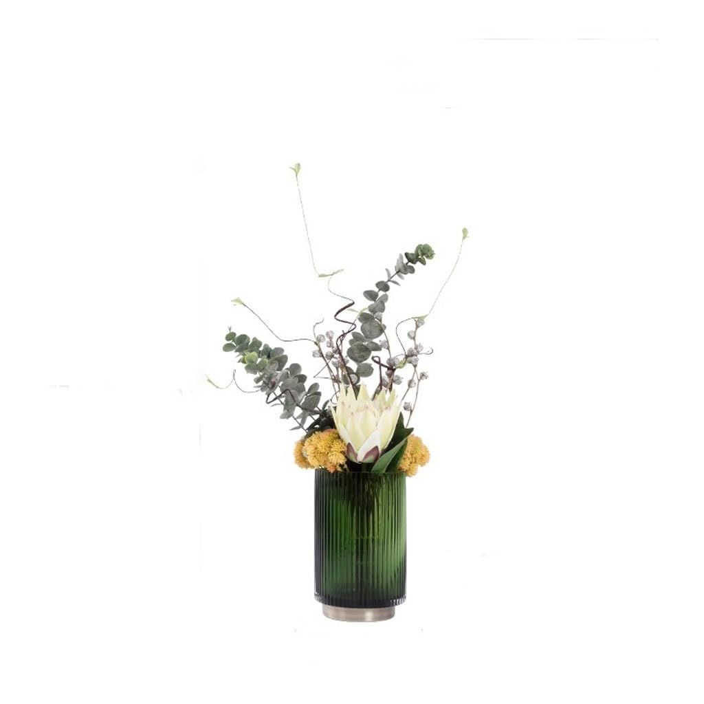 Nordic Light Luxury Simulation Flower Art Set Glass Vase Decoration Living Room Porch Dining Table Coffee Fake Interior Fake Plants(A)