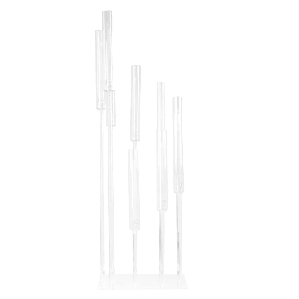 Efavormart 9 Arm Clear Acrylic Cluster Taper Candle Holder Candelabra, Pillar Candle Stick Stand with Square Base - 4ft Tall