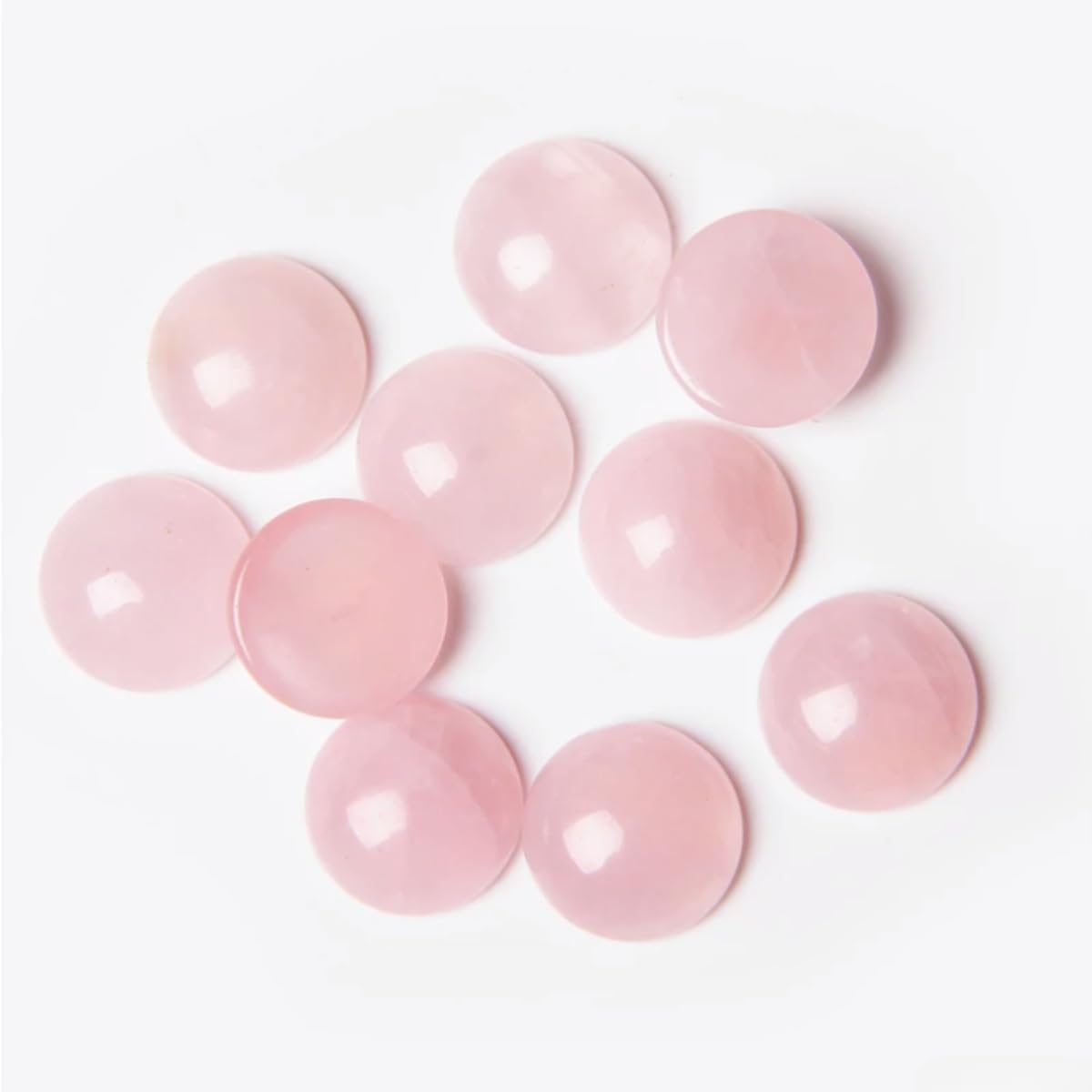 20pcs 10mm Natural Stone No Hole Rose Quartz Semicircle Smooth Cabochons Beads Healing Chakra Crystal Stone Bead for Jewelry Making Rings Earrings Necklace Bracelet DIY Crafts