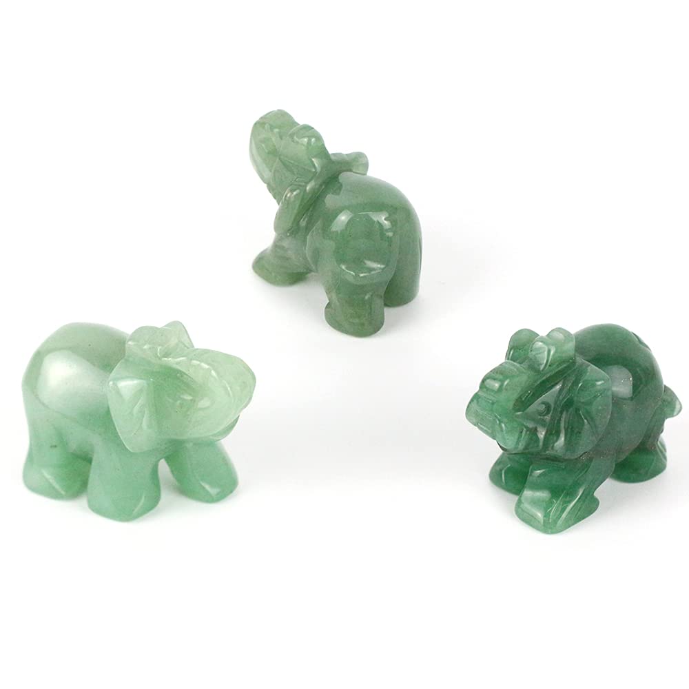 Ouubuuy Green Aventurine Crystal Elephant Pocket Guardian Figurine Elephant Statue 1.5 inch for Healing Reiki Spiritual Gift Cute Meditation Office Room Desk Decor