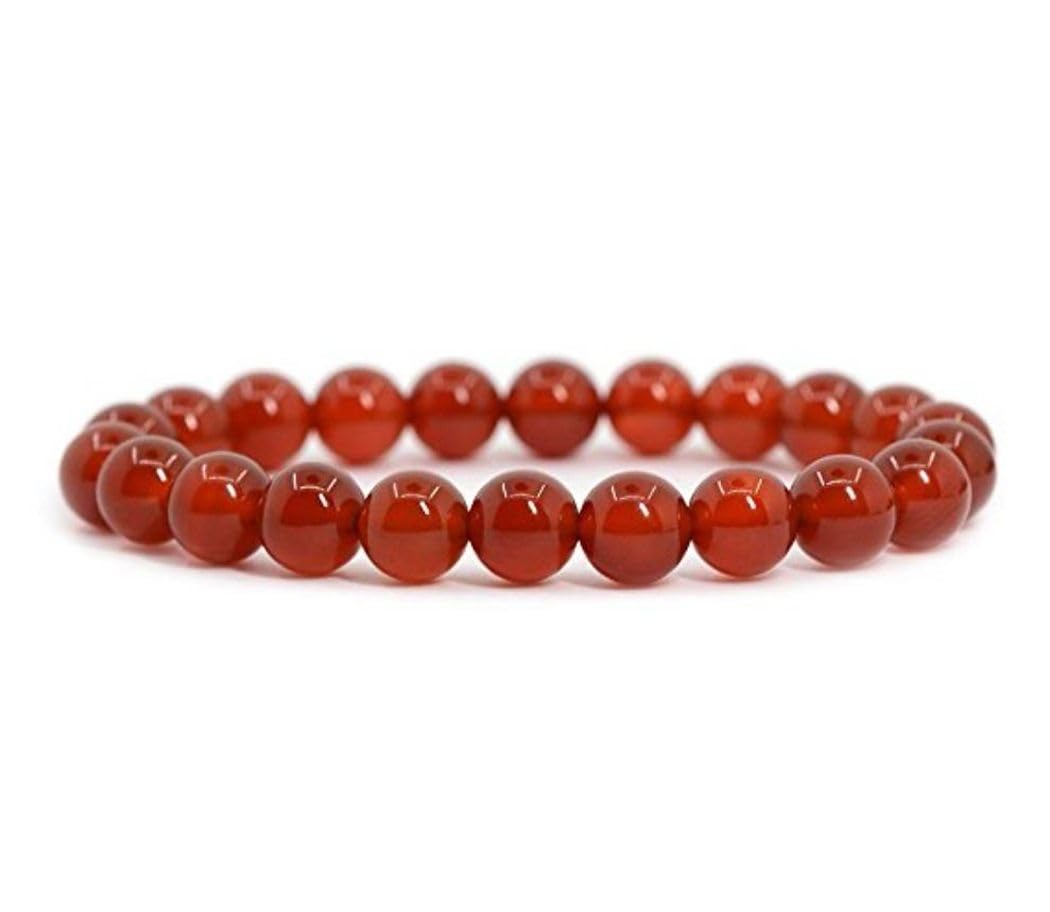 Adabele Real Natural Carnelian Red Agate Gemstone Beaded Bracelet 7 inch Stretch Chakra Red Gems Stones Healing Crystal Energy Quartz Rock GB8-29