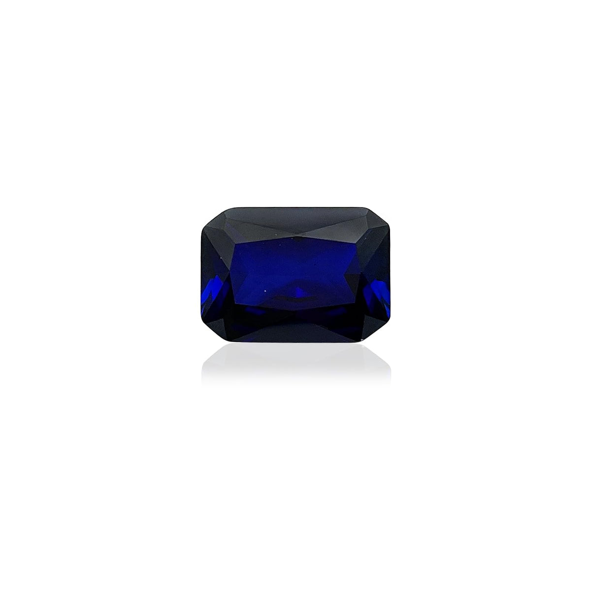 Gryrigns Royal Blue Loose Synthetic Sapphire Stone Radiant Cut Created Corundum Gemstone Faceted VVS Grade (2.9cts, 9x7mm, 1Pcs)