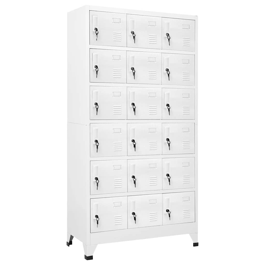 FMPGJLYH 18-Door Industrial Metal Locker Cabinet, Large Vertical Storage Organizer for Office, Gym, and School, Matte Gray Steel Storage Unit 35.4W x 15.7D x 70.9H