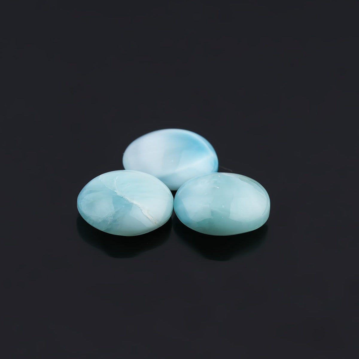 ColouredRocks (3 pcs. A+ LARIMAR PECTOLITE, Rounds, Natural Cabochon Crystals, Loose Gemstone, Wholesale Polished Supply, Jewelry Making, DIY Craft, Gem Collection (10-12 mm free size)
