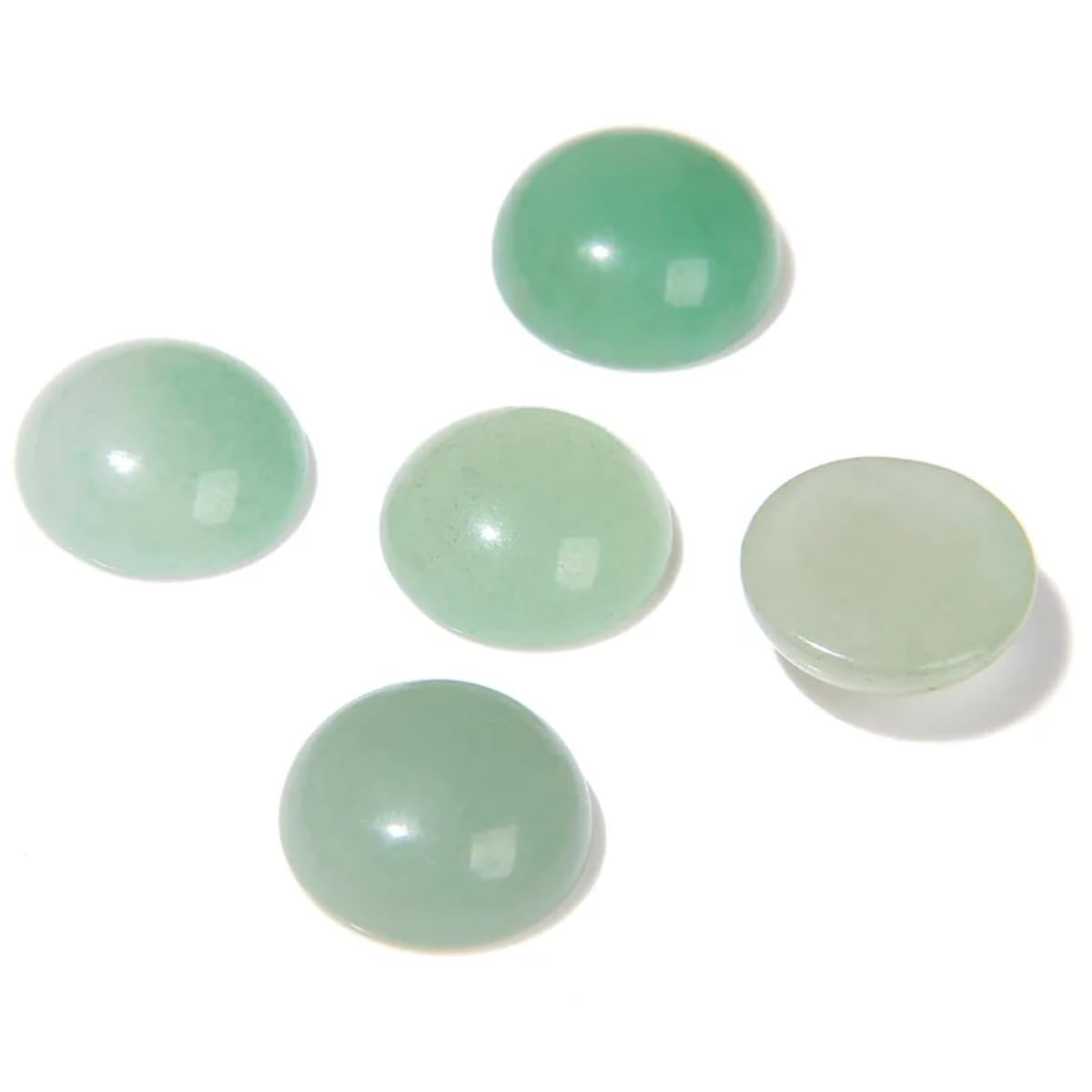 20pcs 10mm Natural Stone No Hole Green Aventurine Semicircle Smooth Cabochons Beads Healing Chakra Crystal Stone Bead for Jewelry Making Rings Earrings Necklace Bracelet DIY Crafts