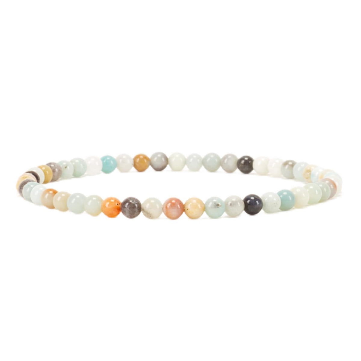 Cherry Tree Collection - Small, Medium, Large Sizes - Gemstone Beaded Bracelets For Women and Men - 4mm Round Beads (Amazonite Multi-Color, Small)