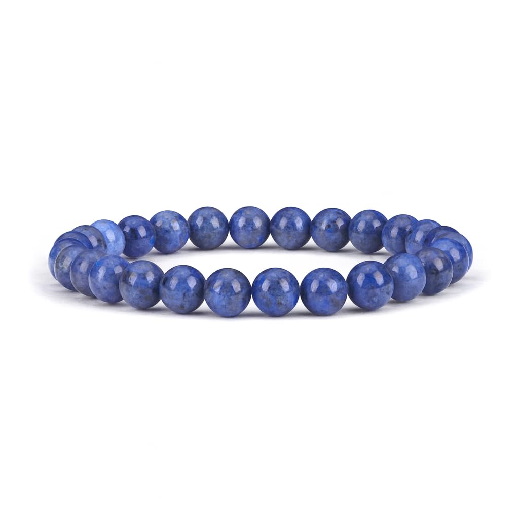 Cherry Tree Collection Dumortierite Beaded Bracelet – Genuine 8mm Gemstone Stretch Bracelet for Men & Women – Handmade Crystal Bracelet - (Dumortierite - M)