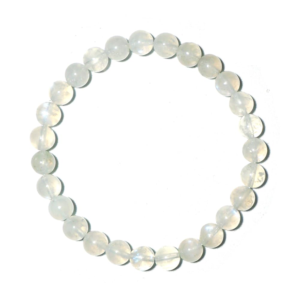 6MM Moonstone Bracelet for Men Women | Fits for 6-6.5" Wrist | Natural Crown Chakra Crystal for Emotion Spiritual | Gemstones for Relationship & Love