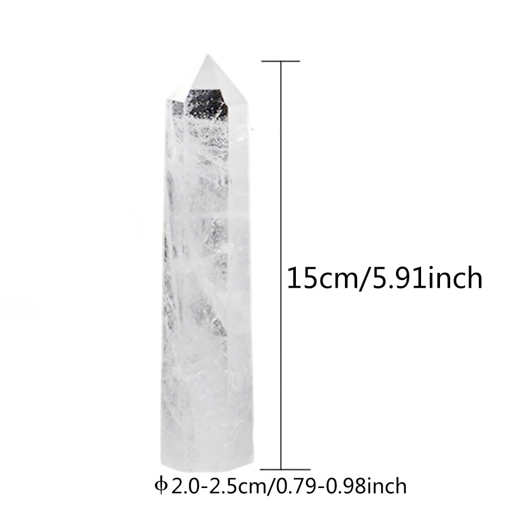 Natural Stone and Crystals Point Wand Reiki Healing Stone Rose Quartz Amethyst Home Decor Mineral Stones Crafts (5.9inch Wand White Smelting Stone)