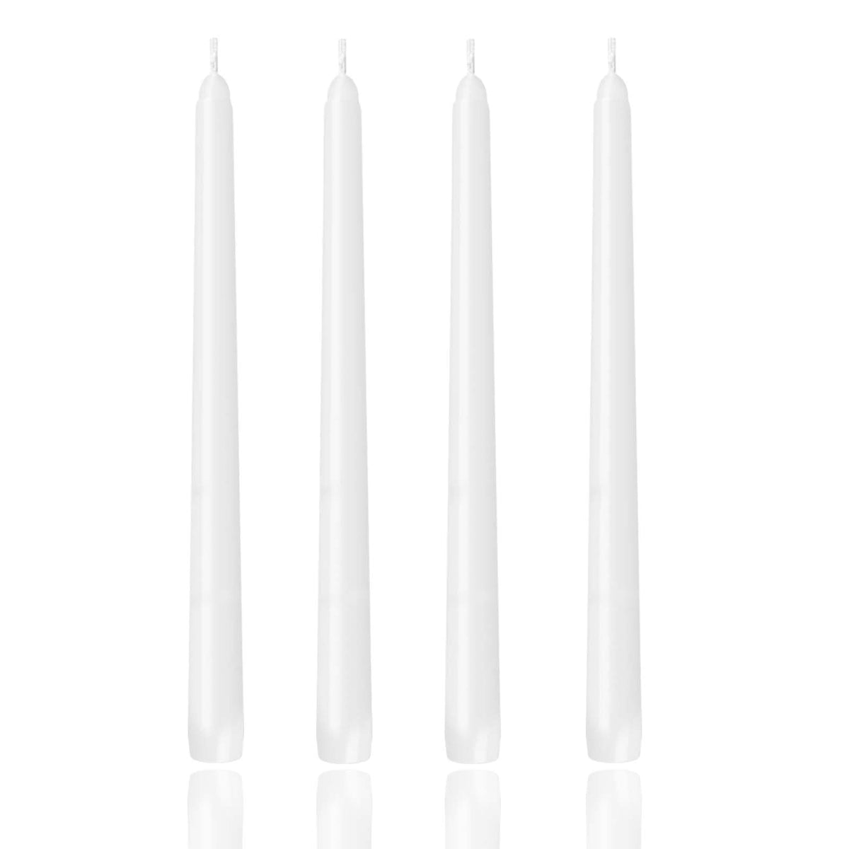 10 inch Taper Candles,Set of 4 Tapered Candle, Tall Candlesticks,Conical Stick Candles,Smokeless,for Home Dinner, Party, Wedding, Halloween, Christmas (White, 10inch)