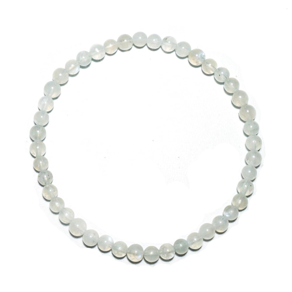 4MM Blue Moonstone Bracelet for Men Women | Fits for 6-6.5" Wrist | Natural Crown Chakra Crystal for Emotion Spiritual | Gemstones for Relationship & Love