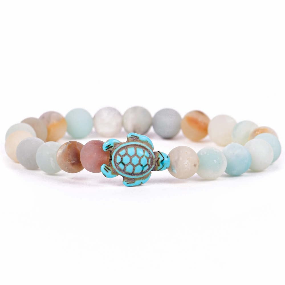 Fahlo Sea Turtle Tracking Bracelet – Track a Real Sea Turtle’s Journey – Supports Wildlife Conservation – Elastic, One Size Fits Most – on Interactive Mobile App Map – Unisex Ocean Conservation Gift (Sky Stone)