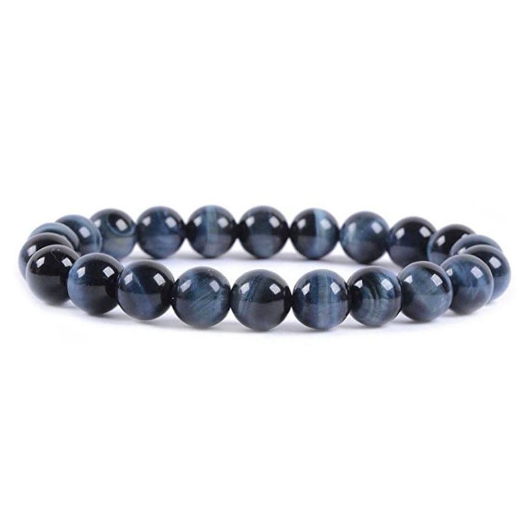 Adabele Real Natural Grade A Dark Blue Tiger Eye Gemstone Beaded Bracelet 8 inch Stretch Chakra Healing Crystal Stone Jewelry Energy Quartz Rock GB8-C42