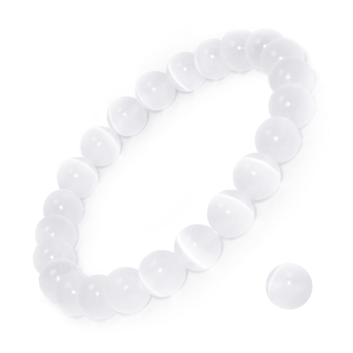 DAZCOLO 8mm Natural Gemstone Stretch Bracelet, Handmade Unisex Crystal Bracelets for Meditation, Yoga, Spiritual Healing & Positive Energy (Selenite)