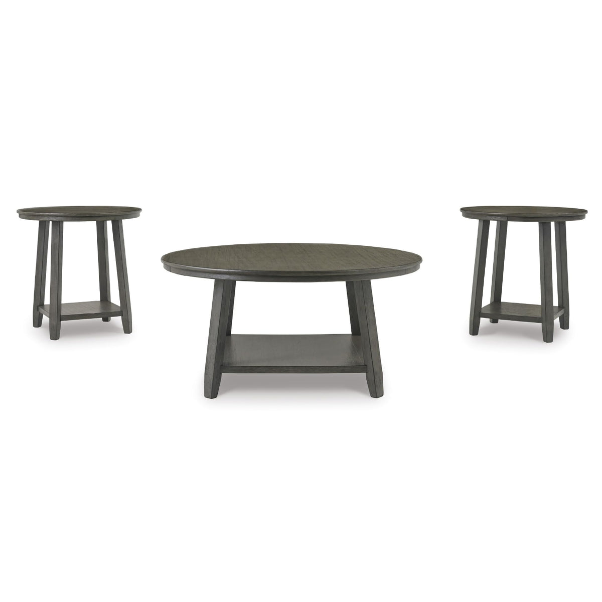 Signature Design by Ashley Caitbrook Neutral 3 Piece Table Set with Coffee & 2 End Tables, Grayish Brown