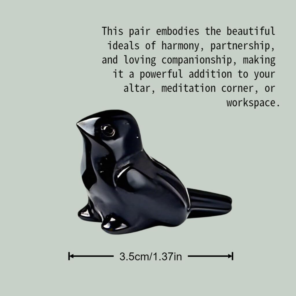 WUYOUSHI 2pcs Crystal Bird Figurines - Obsidian Sculptures Decorative Birds Crystal Animal Statues Home Decor Unique Bird Gifts