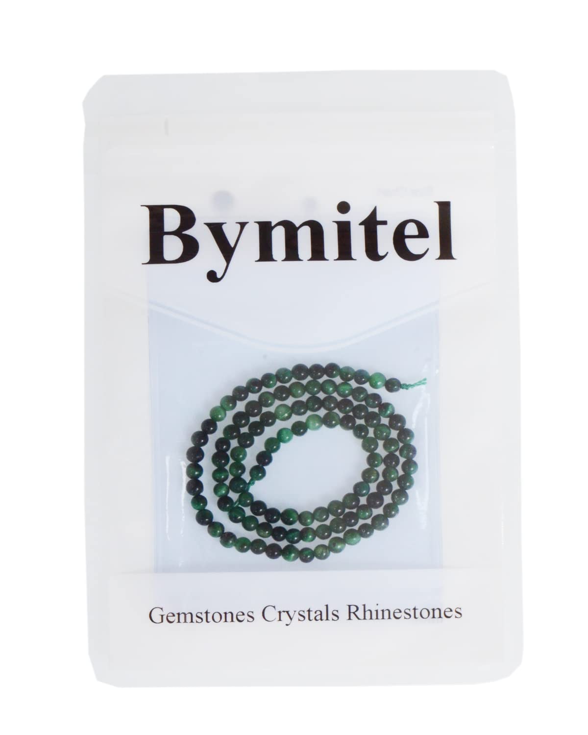Bymitel 90 pcs Round Loose Stone Beads Gemstone Spacers for Charm DIY Jewelry Making 15.5" per Strand 4mm (Green Tiger's Eye, 4mm)