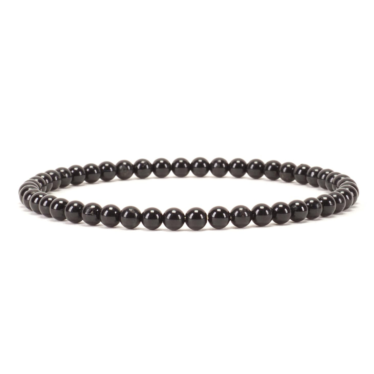 Cherry Tree Collection - Small, Medium, Large Sizes - Gemstone Beaded Bracelets For Women and Men - 4mm Round Beads (Black Tourmaline, Small)