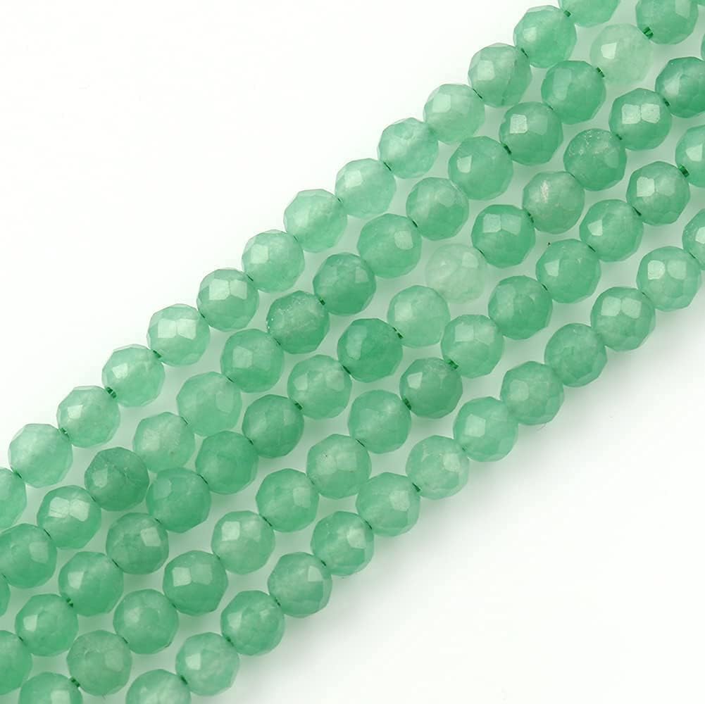 Song Xi 180pcs 2mm Natural Green Aventurine Gemstone Beads Faceted Round Loose Stone Beads for Jewelry Making (1 Strand)