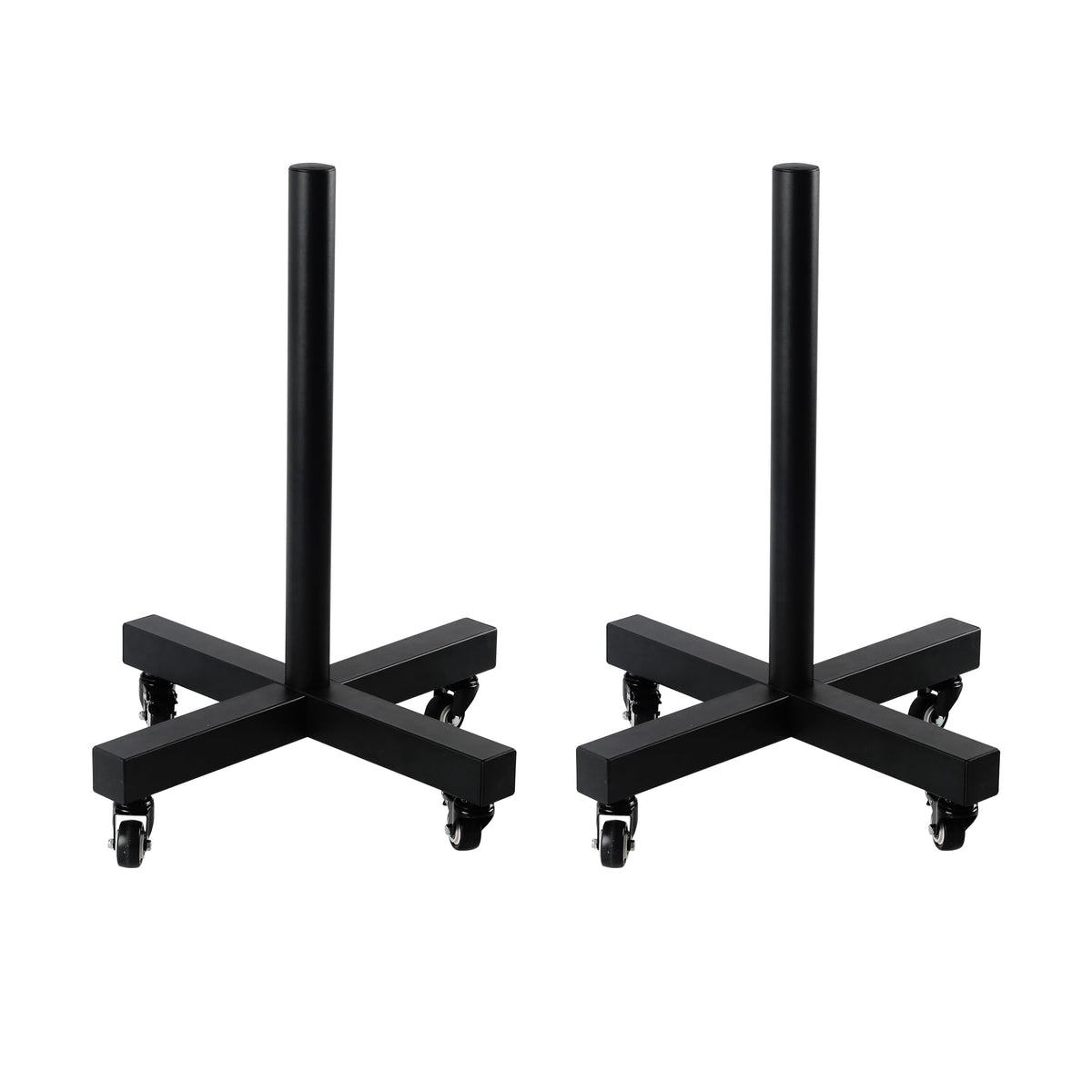 ZUKAM Upgraded Movable Olympic Weight Plate Rack with Wheel for 2-Inch Bumper Plates Weight Storage, Stores up to 800lbs of olympic weight plate, Sold in pairs(Black)