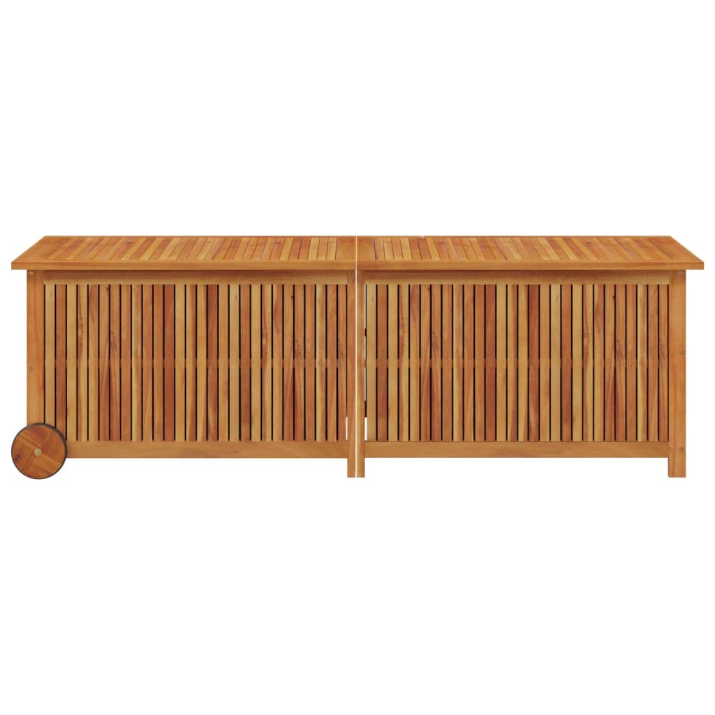 Fregramei Wooden Patio Storage Box Outdoor Storage Container with Wheels for Patio Furniture Cushions, Acacia Wood Deck Box, Backyard Storage Box, 59.1"x19.7"x22.8" Solid Wood Acacia,-876