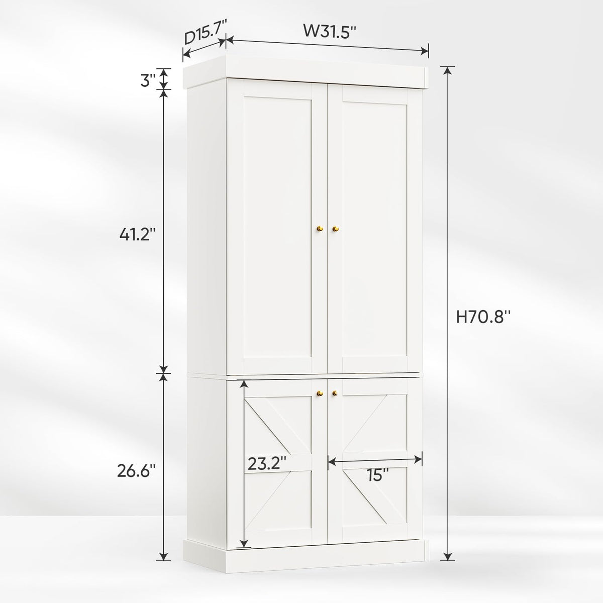 ivaniti 70.8" Bookshelf with Glass Doors, Farmhouse Modular Bookcase with 6-Tier Adjustable Shelves, Large Storage Cabinet for Living Room & Home Office, Set of 3, White