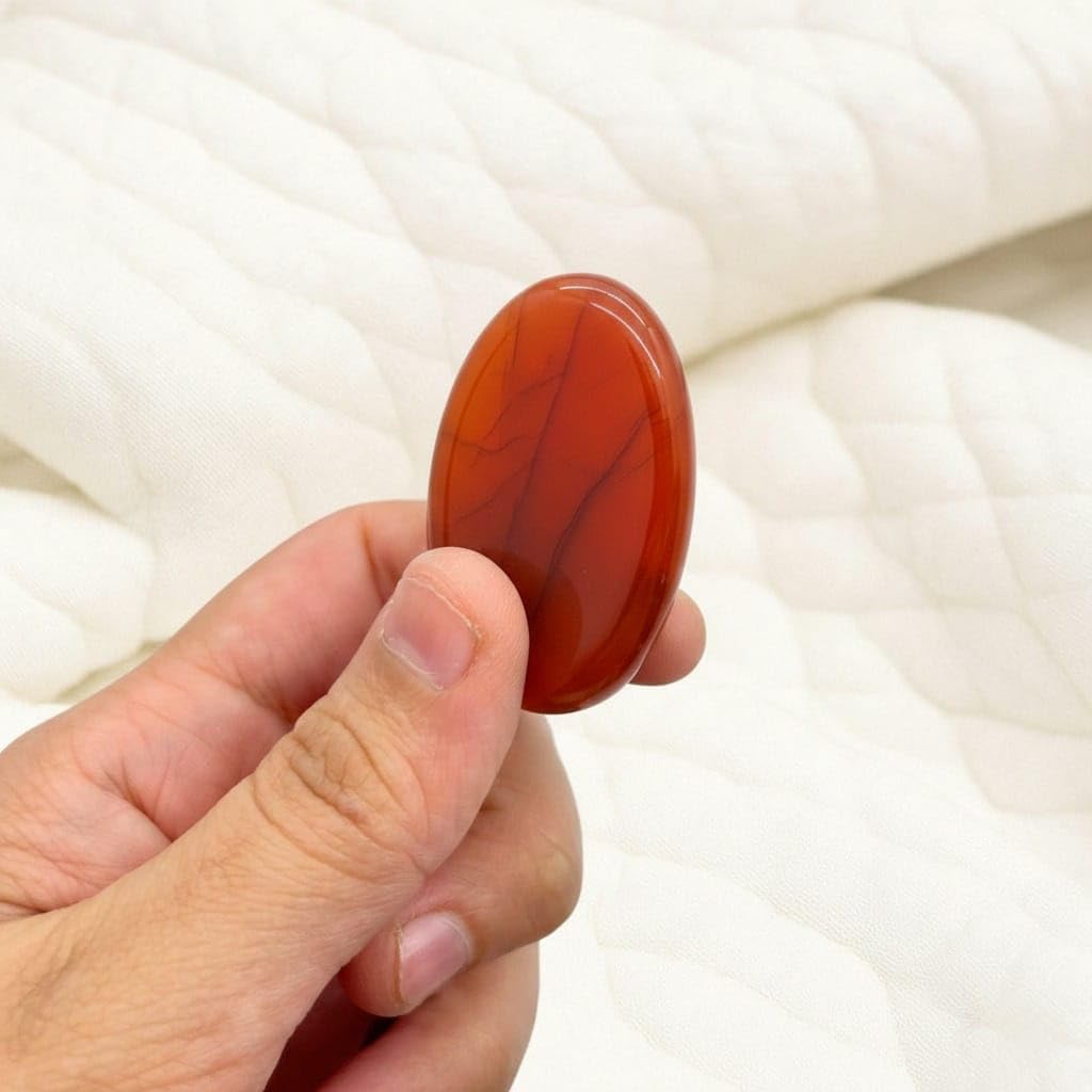 Red Carnelian Thumb Worry Stones Metaphysical Gemstone Crystal Healing Reiki Men Women Gift FENG Shui Positive Energy Love Wellness Palm Stones Wicca Powerful