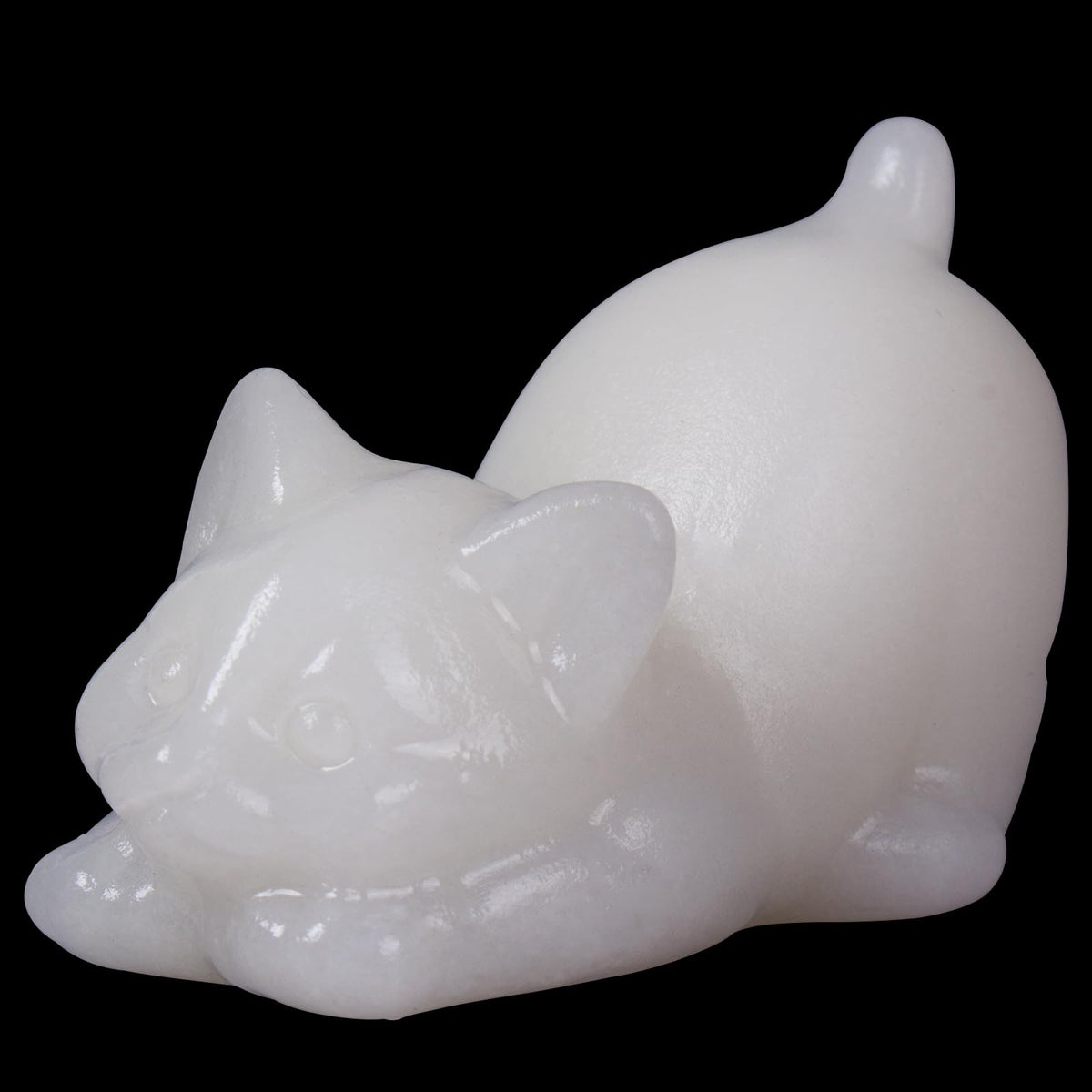 2 Inch White Jade Cat Crystal Figurines, White Kitten Statues for Kitten Lovers and Collectibles, Cat Decor Fingurines for Home Desk Office, Carved Healing Crystal Reiki Animal Gifts for Women