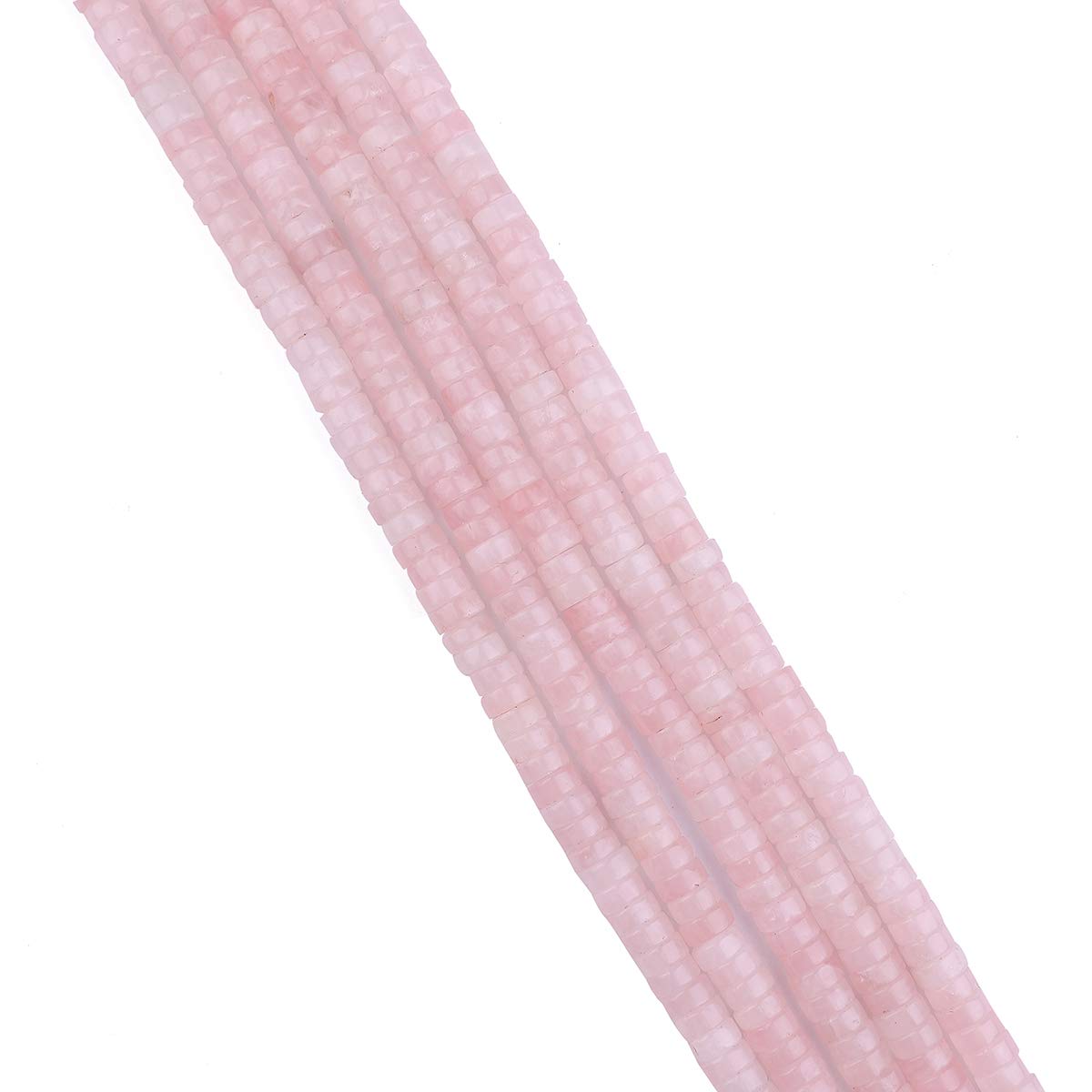 BEADIA Natural Rose Quarts Crystal Spacer Beads Caps Loose Semi Gemstone for Beading Jewelry Making 6mmx3mm 38cm