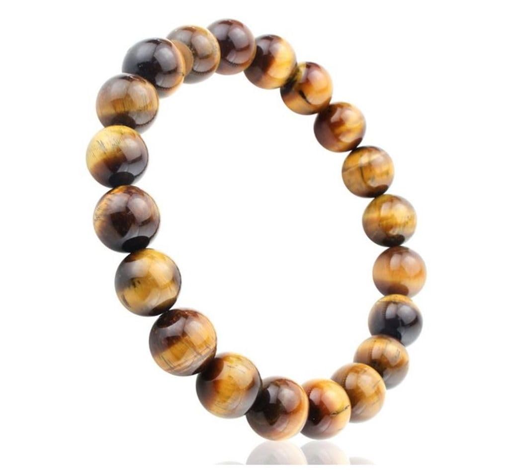 Adabele Real Natural Golden Yellow Tiger's Eye Gemstone Beaded Bracelet 7 inch Stretch Chakra Healing Crystal Stone Jewelry Energy Quartz Rock GB8-26