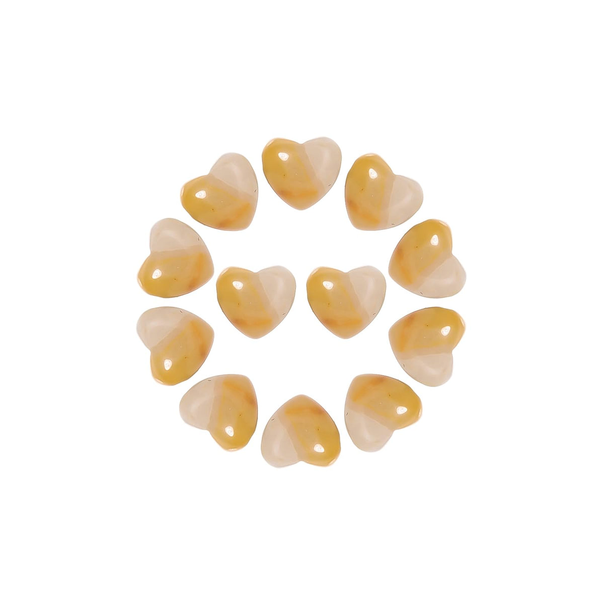 Yochus 5pcs Yellow Jade Natural Heart Stone Beads，12mm Healing Energy Gemstone for Jewelry Making Earring Necklace DIY