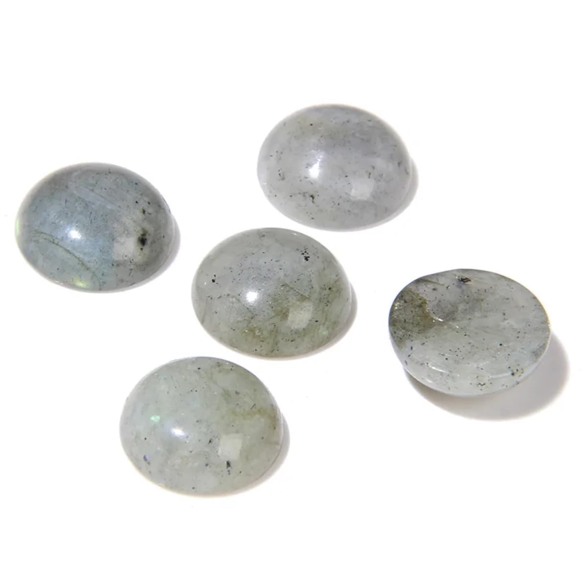 20pcs 8mm Natural Stone No Hole White Labradorite Semicircle Smooth Cabochons Beads Healing Chakra Crystal Stone Bead for Jewelry Making Rings Earrings Necklace Bracelet DIY Crafts