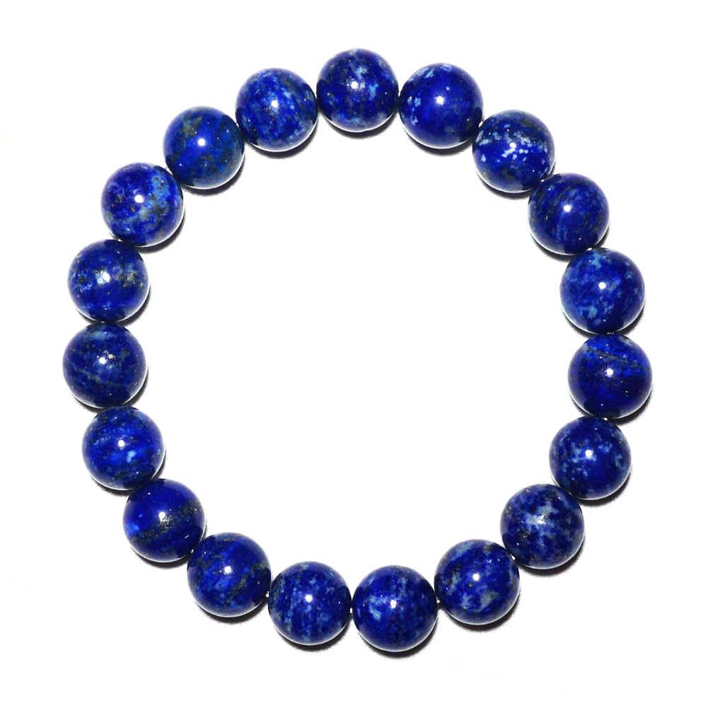 10mm Lapis Lazuli Bracelet | Natural Royal Blue Throat & Third Eye Chakra Crystal Gemstone Beads - Handmade Meditation Protection Jewelry | Beading Tool Kit - Fits for 7-8" Large Wrist