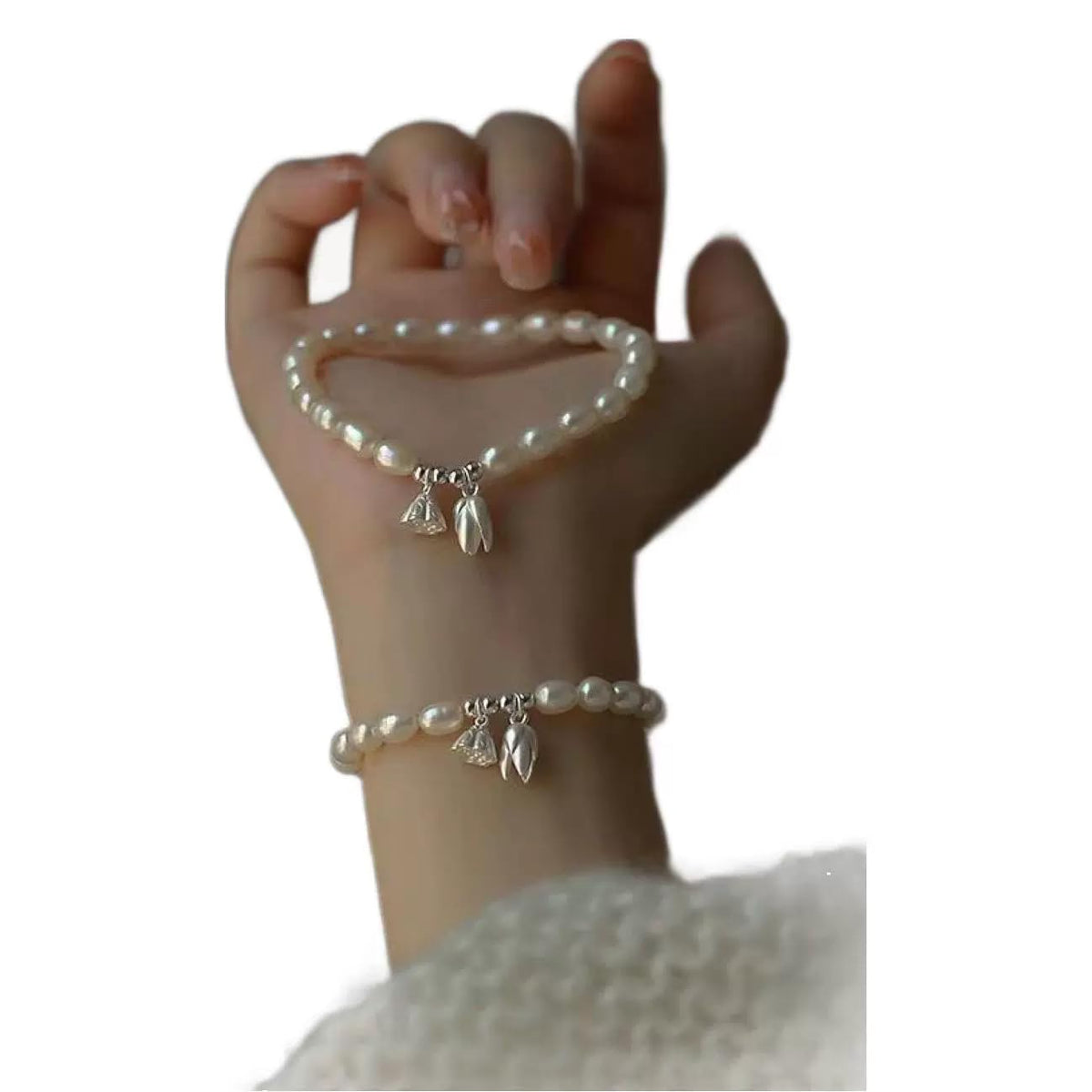 Pearl Bracelets for Women,Freshwater Pearls Crystal Bracelet Boho Bracelets Bead Bracelet Gifts (White #1)