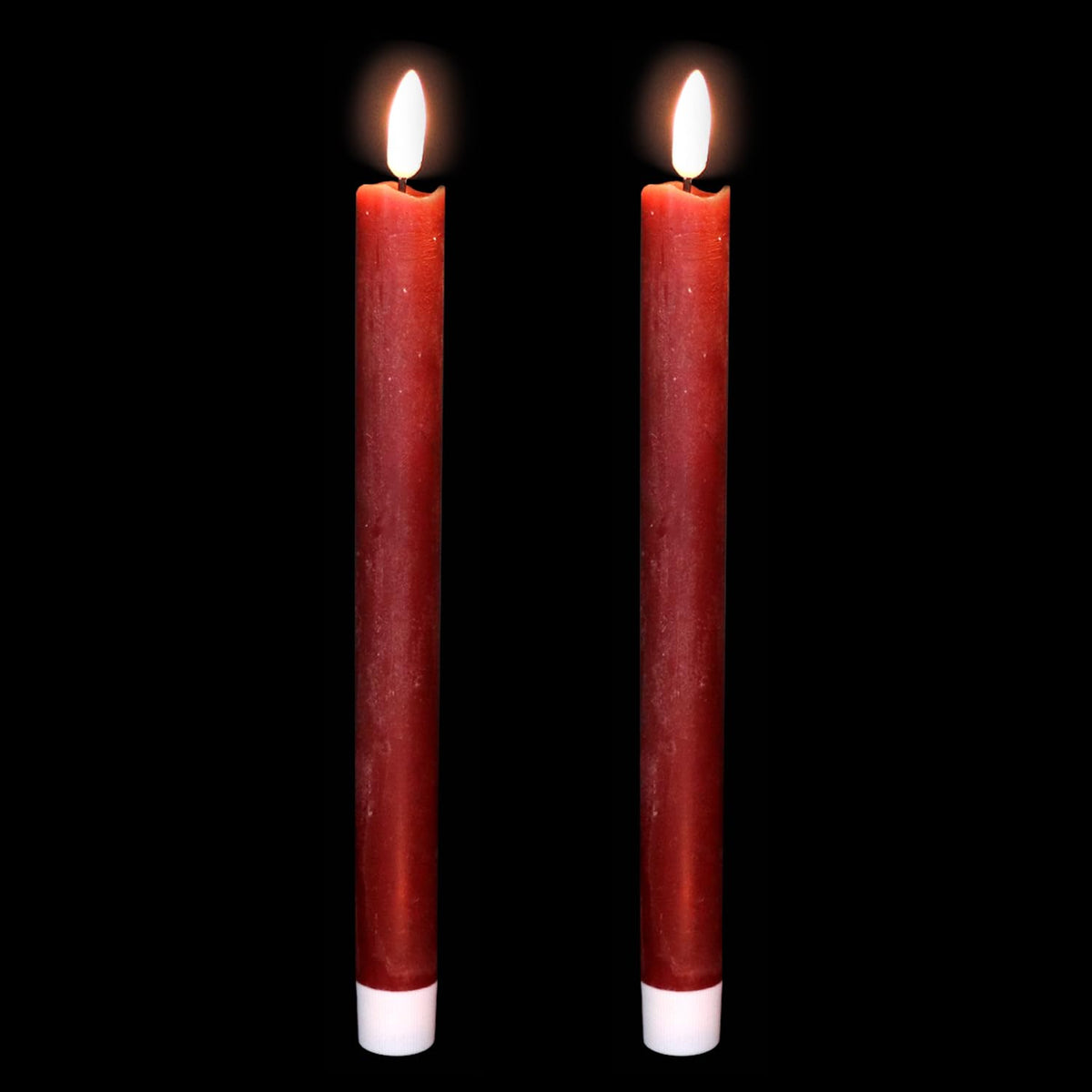 Wondise Flameless Taper Candles with Timer, 2 Pack Battery Operated Flameless Flickering Candles Real Wax Burgundy LED Candle for Christmas Wedding Dinner Decorations