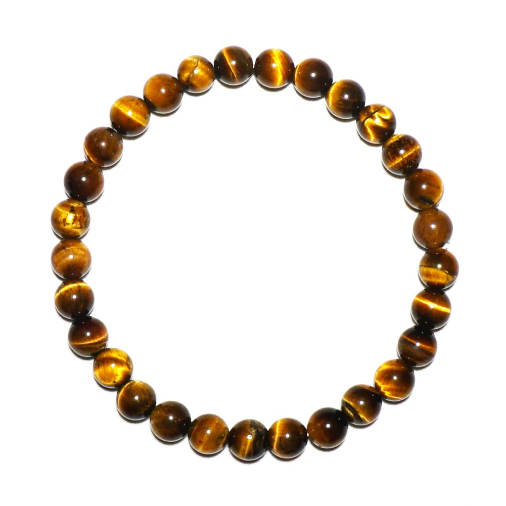 TaHLga 6MM Yellow Tigers Eye Beaded Bracelet for Men | Natural Solar Plexus Chakra Gemstones | Bring Luck Wealth Courage | Protection from Evil | Gift