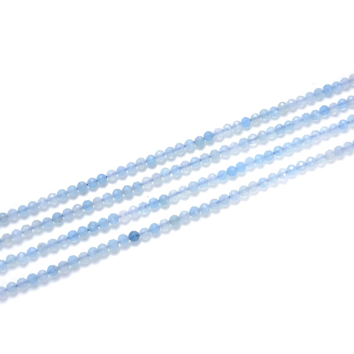 Adabele 30 Inch Natural Blue Aquamarine Healing Gemstone 4mm (0.16 Inch) Tiny Small Faceted Round Loose Beads Stone Spacer (170-190pcs) for Craft Jewelry Making GK4-8