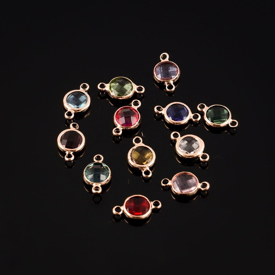 1 Set Adabele Grade A Mixed Birthstone Connector Links 8mm Austrian Crystal Bead 18K Yellow Gold Plated (12pcs) for DIY Craft Jewelry Making CCP29