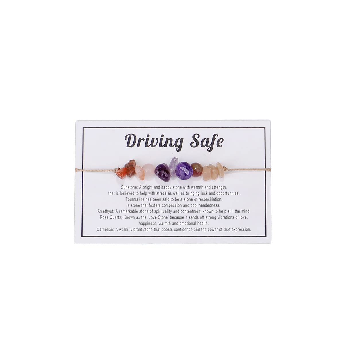 COLORFUL BLING Natural Healing Stone Quartz Crystal Bead Bracelet with Meaningful Card for Women Men Spiritual Anxiety Reiki Chakra Bracelets Protection Jewelry-driving