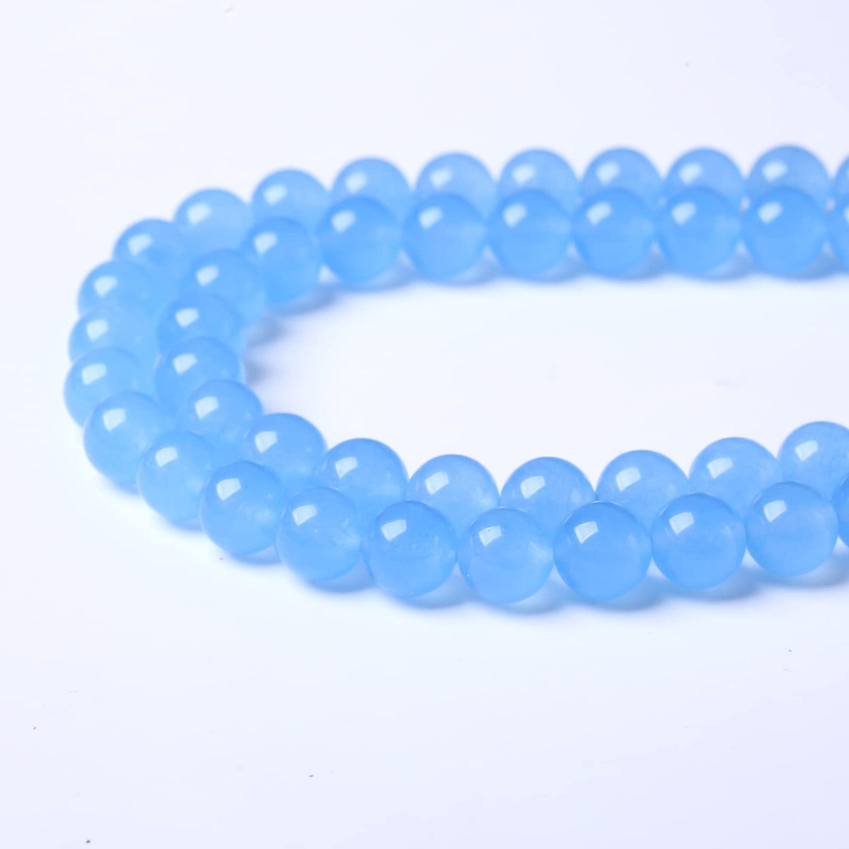 60PCS 6MM Natural Aquamarine Chalcedony Stone Beads Energy Healing Beads for DIY Jewelry Bracelet Necklace Making for Jewelry Making15Inch