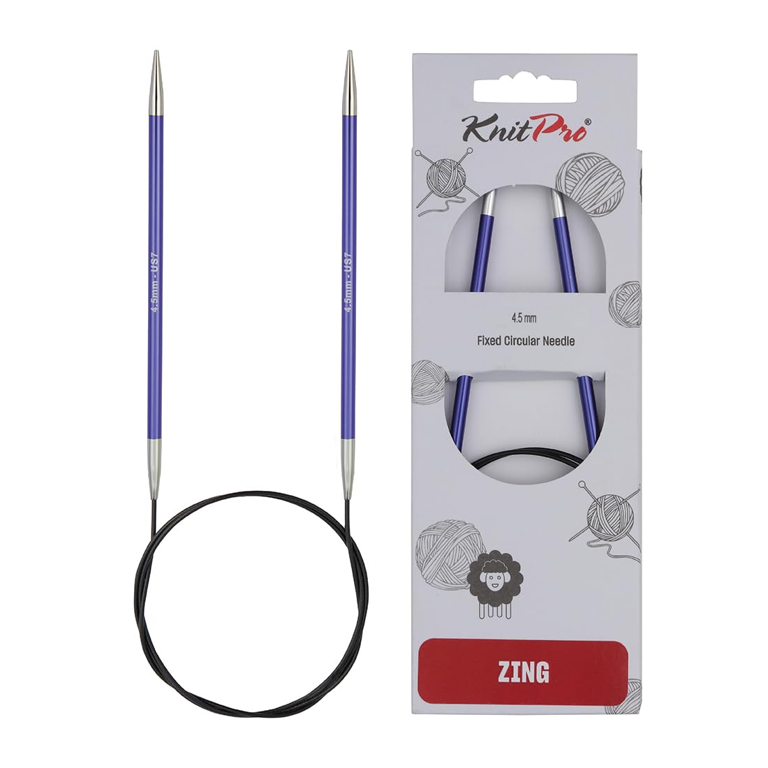 KnitPro Zing Fixed Circular Needles 16" (40cm) | US Size 7 (4.5mm)