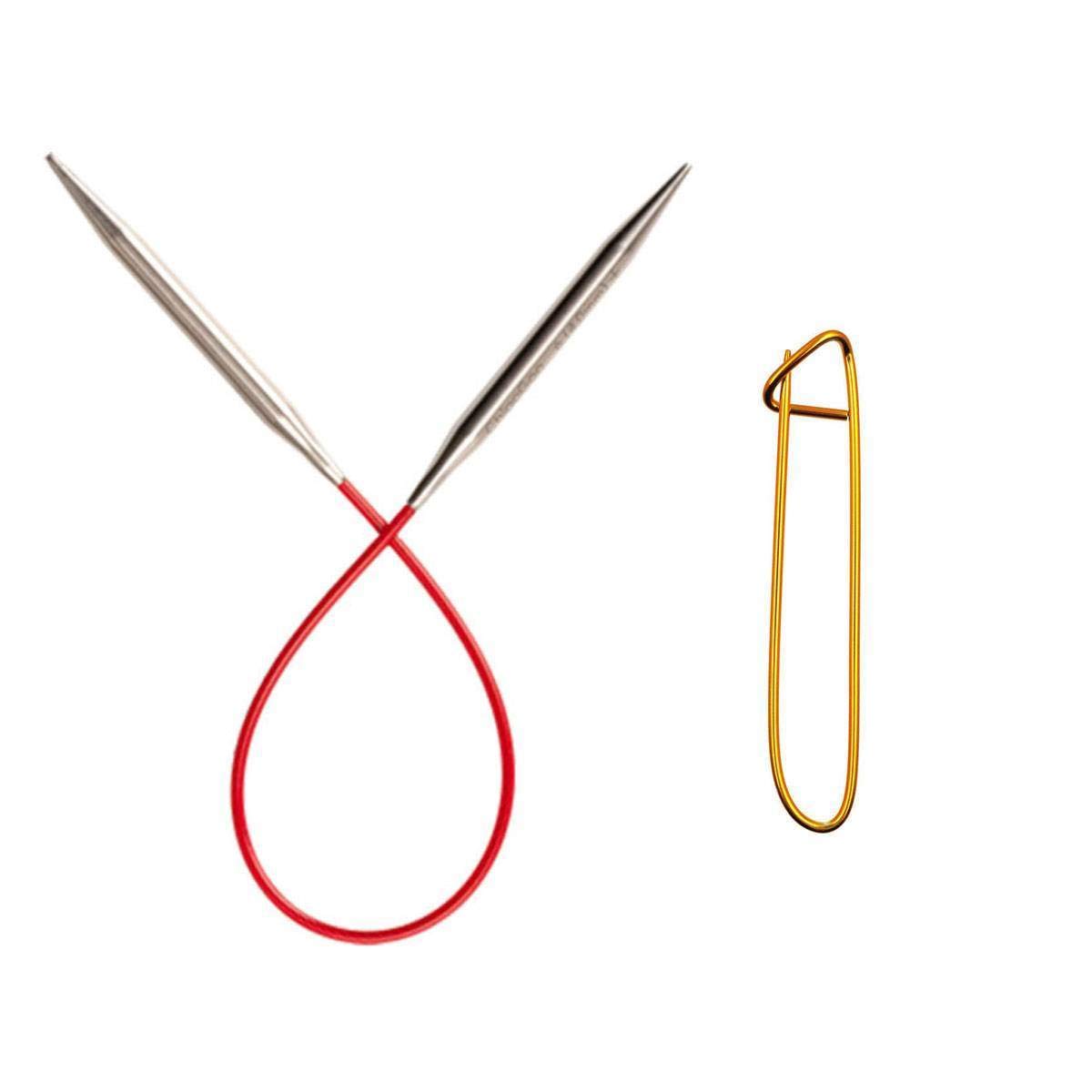 ChiaoGoo Knit Red 9 inch (23cm) Circular Knitting Needles US Size 5 (3.75mm) Stainless Steel 6009-5 with Stitch Holder
